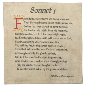 Shakespeare Sonnet 1 Parchment Napkin
