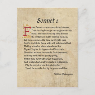 Shakespeare Sonnet 1 Parchment Postcard