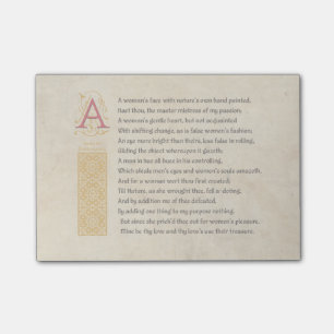 Shakespeare Sonnet 20 (XX) on Parchment Post-it Notes