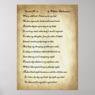 Shakespeare Sonnet 27 Poster