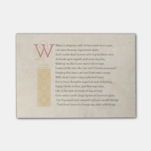 Shakespeare Sonnet 29 (XXIX) on Parchment Post-it Notes