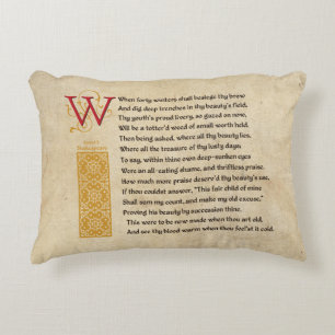 Shakespeare Sonnet 2 (II) on Parchment Decorative Cushion