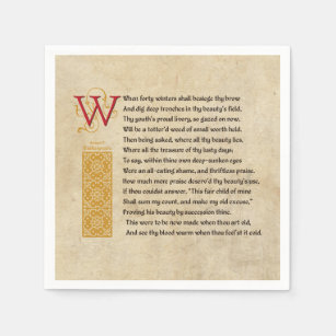 Shakespeare Sonnet 2 (II) on Parchment Napkin
