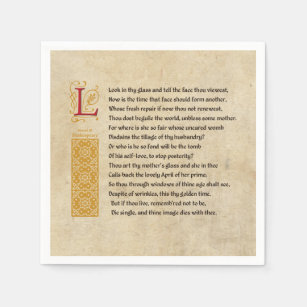 Shakespeare Sonnet 3 (III) on Parchment Napkin
