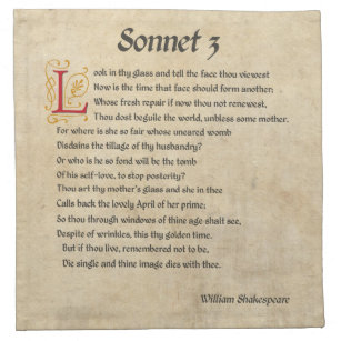 Shakespeare Sonnet 3 Parchment Napkin