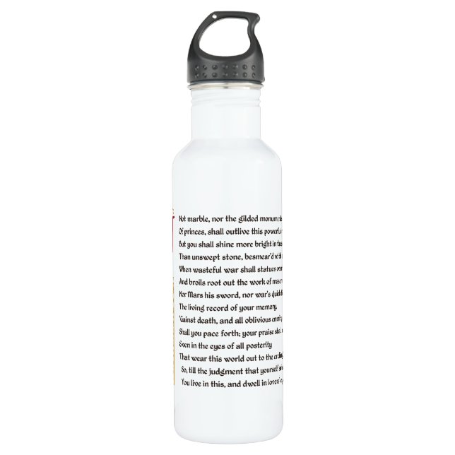 Shakespeare Sonnet 55 (LV) on Parchment 710 Ml Water Bottle (Front)