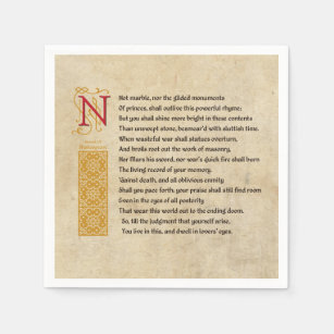 Shakespeare Sonnet 55 (LV) on Parchment Napkin