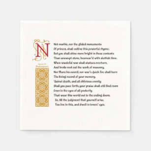 Shakespeare Sonnet 55 (LV) on Parchment Napkin