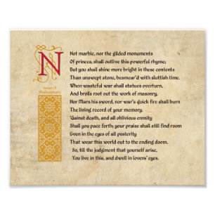 Shakespeare Sonnet 55 (LV) on Parchment Photo Print