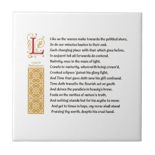 Shakespeare Sonnet 60 (LX) on Parchment Tile