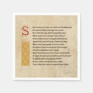Shakespeare Sonnet 65 (LXV) on Parchment Napkin