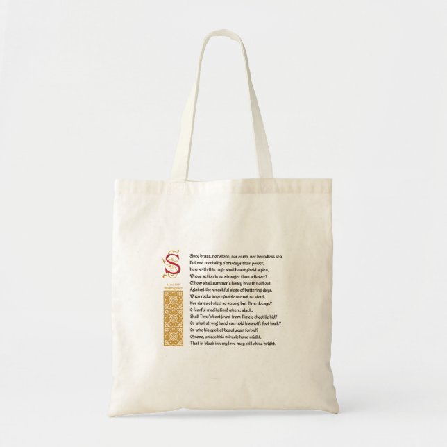 Shakespeare Sonnet 65 (LXV) on Parchment Tote Bag (Front)