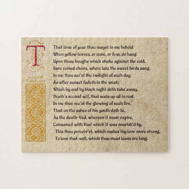 Shakespeare Sonnet 73(LXXIII) on Parchment Jigsaw Puzzle (Horizontal)
