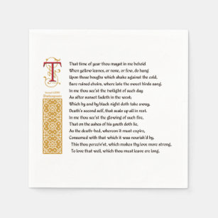 Shakespeare Sonnet 73 (LXXIII) on Parchment Napkin