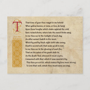 Shakespeare Sonnet 73(LXXIII) on Parchment Postcard