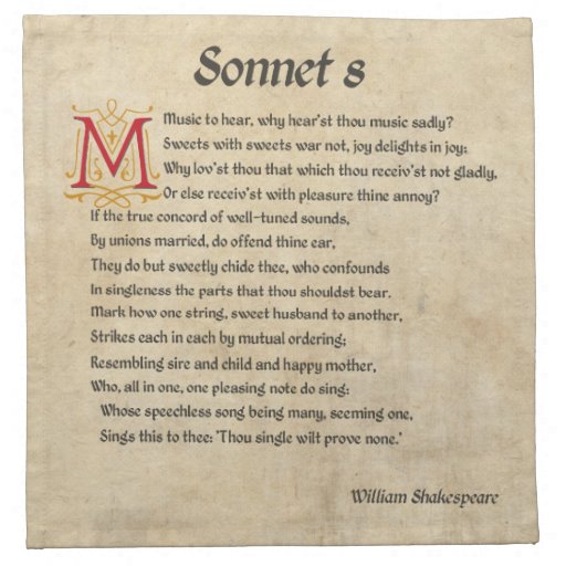 Shakespeare Sonnet 8 Parchment | Zazzle