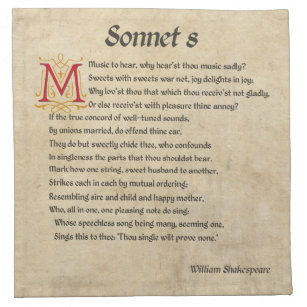 Shakespeare Sonnet 8 Parchment Napkin