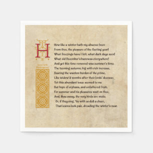 Shakespeare Sonnet 97 (XCVII) on Parchment Napkin