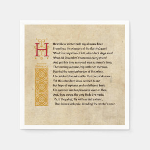Shakespeare Sonnet 97 (XCVII) on Parchment Napkin