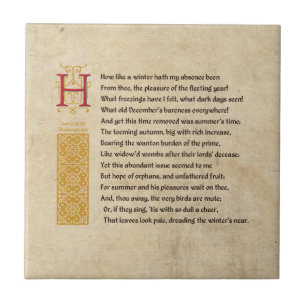 Shakespeare Sonnet 97 (XCVII) on Parchment Tile