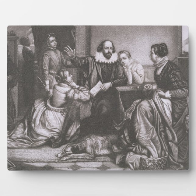 Shakespeare with his Family, at Stratford, Recitin Plaque (Front)