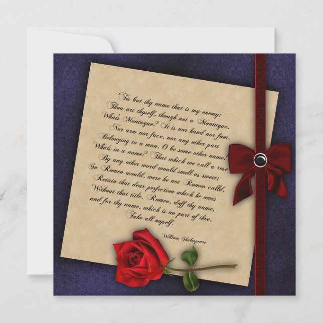 Shakespearean Rose Gothic Wedding Invitation (Front)