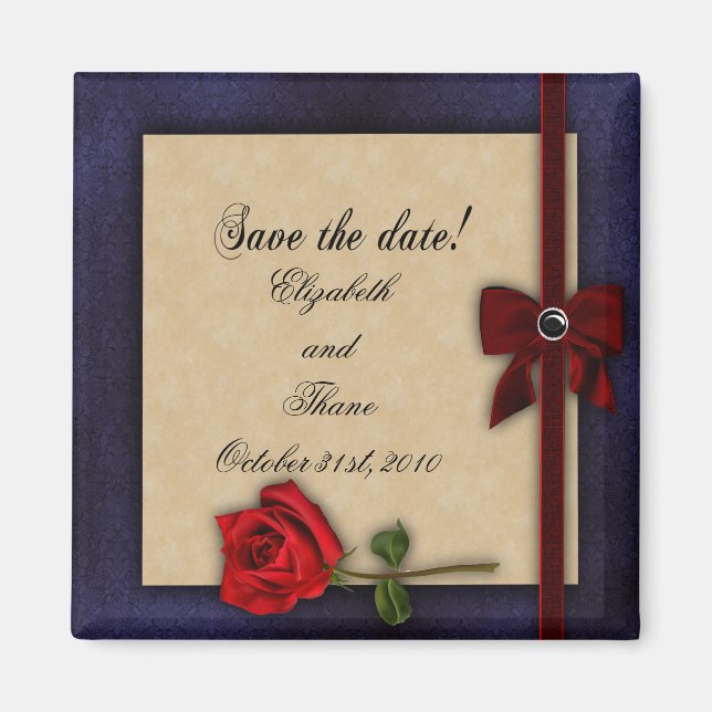 Shakespearean Rose Wedding Save The Date Magnet (Front)
