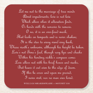 Shakespeare's Sonnet 116 Square Magnet Paper Coaster