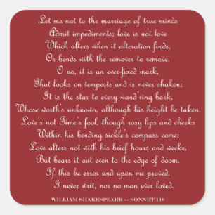 Shakespeare's Sonnet 116 Square Magnet Sticker