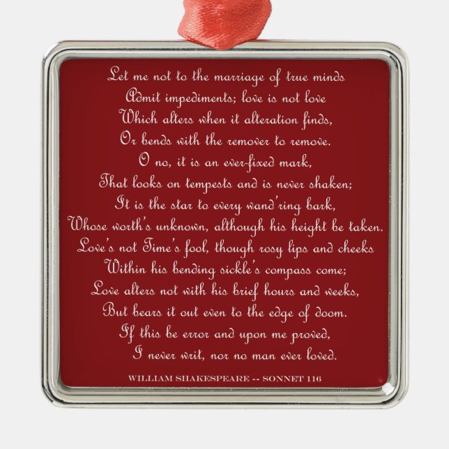 Shakespeare's Sonnet 116 Square ornament (Front)