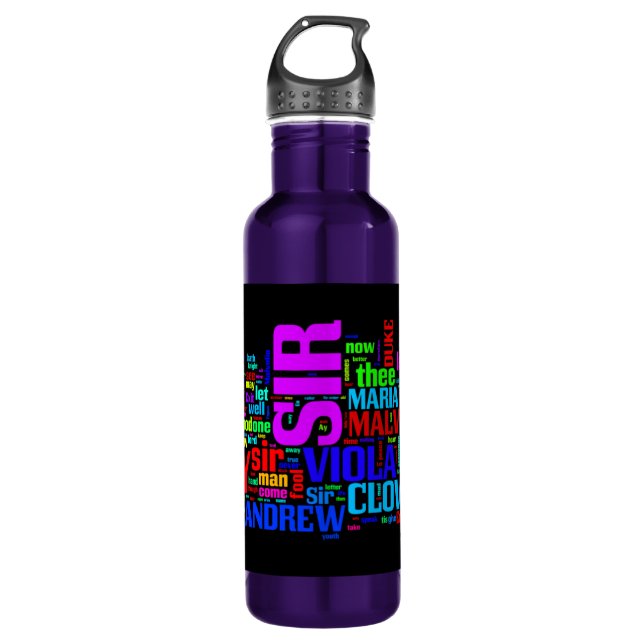 Shakespeare's Twelfth Night Water Bottle (Front)