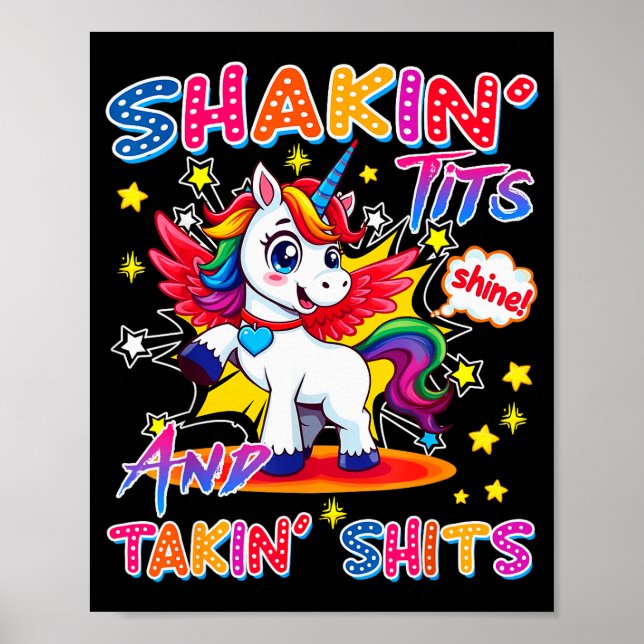 Shakin' And Takin S Funny Unicorn Dirty Adult Humo Poster (Front)