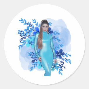 Shakira Blue Calcomania Classic Round Sticker
