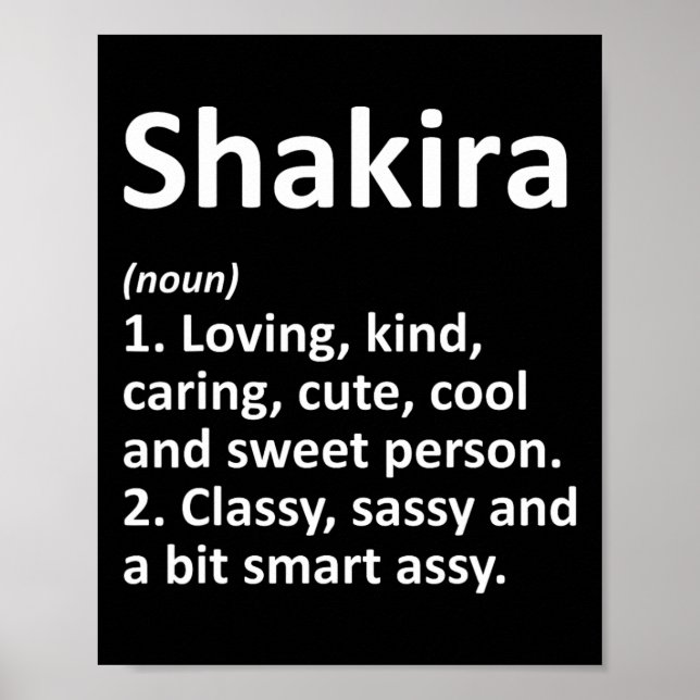 Shakira Definition Personalised Name Funny Birthda Poster (Front)