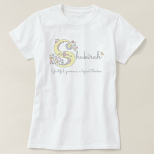 Shakirah girls S name & meaning monogram t-shirt