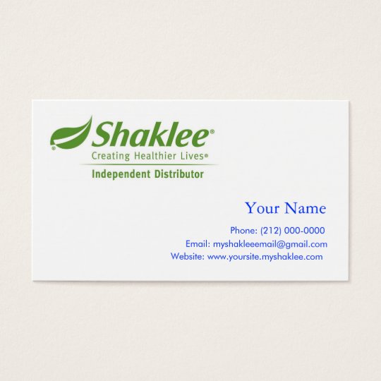 Shaklee Independant Distributer Business Card