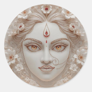 Shakti Within – Minimal Devi Illustration Classic Round Sticker