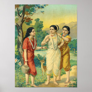 Shakuntala Sakhi by Raja Ravi Varma Poster