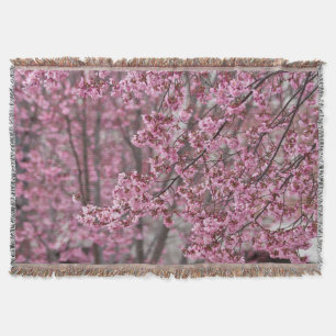 Shakura Cherry Blossoms Flowing Pink Throw Blanket