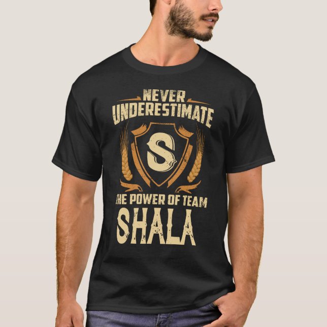 SHALA Last Name T Shirt, SHALA family name crest T-Shirt (Front)