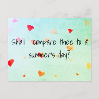 Shall I compare thee to a summer’s day? Sonnet 18 Postcard