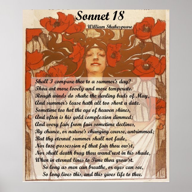 Shall I Compare Thee to A Summer's Day Shakespeare Poster (Front)