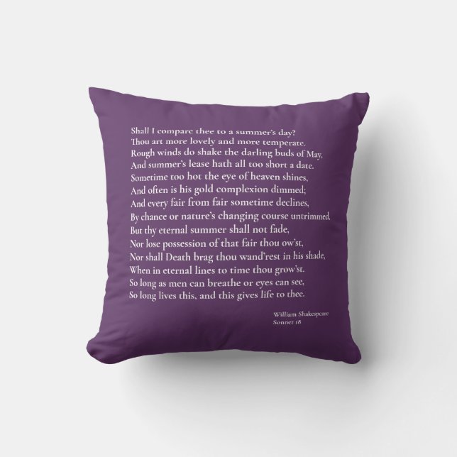 Shall I compare thee to a summer's day? sonnet 18 Cushion (Front)