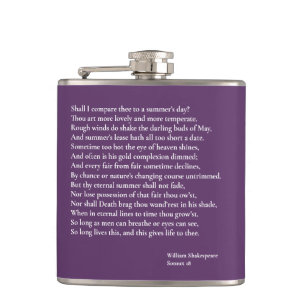 Shall I compare thee to a summer's day? sonnet 18 Hip Flask