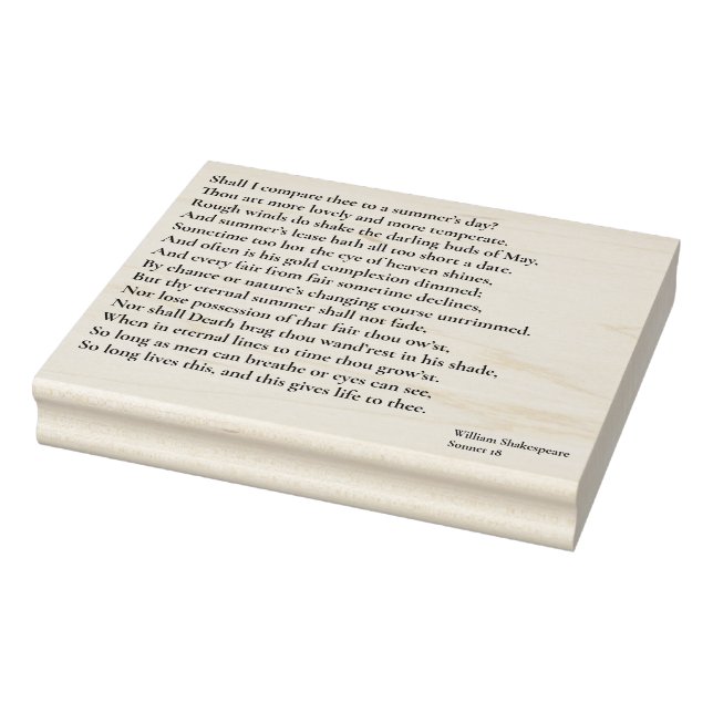 Shall I compare thee to a summer's day? sonnet 18 Rubber Stamp (Stamp)