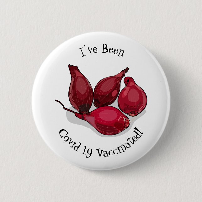 Shallot cartoon illustration 6 cm round badge (Front)