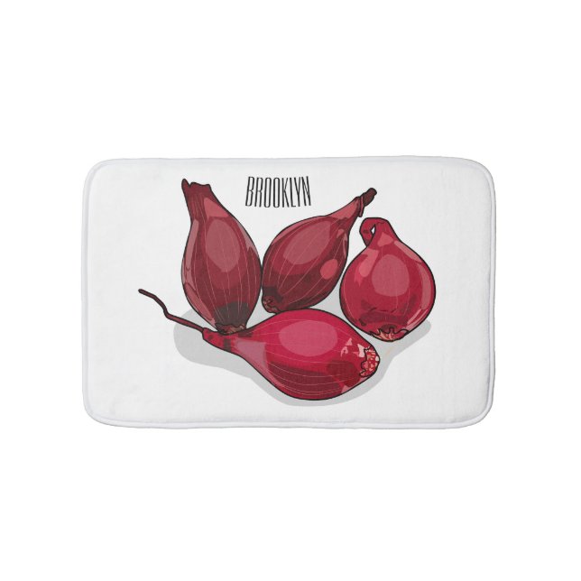 Shallot cartoon illustration bath mat (Front)