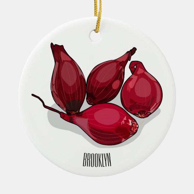 Shallot cartoon illustration ceramic tree decoration (Front)