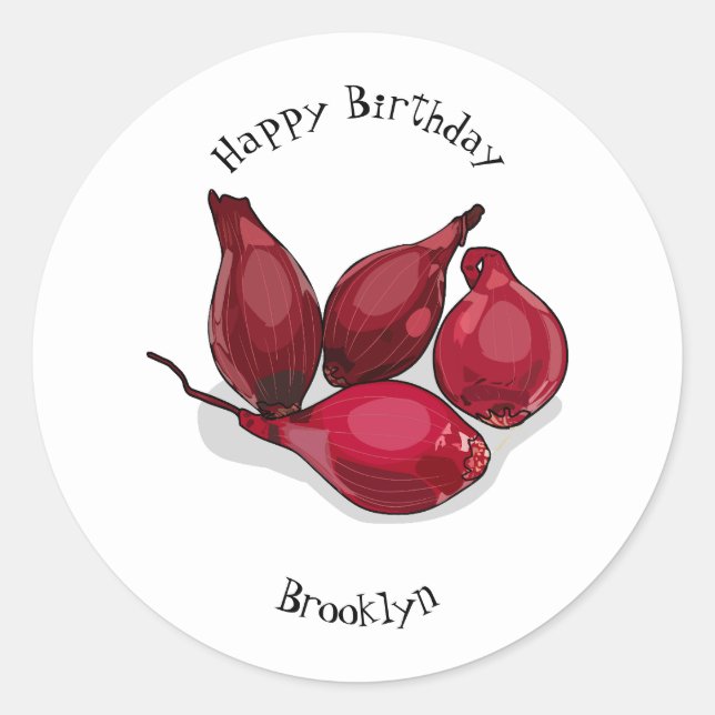 Shallot cartoon illustration classic round sticker (Front)