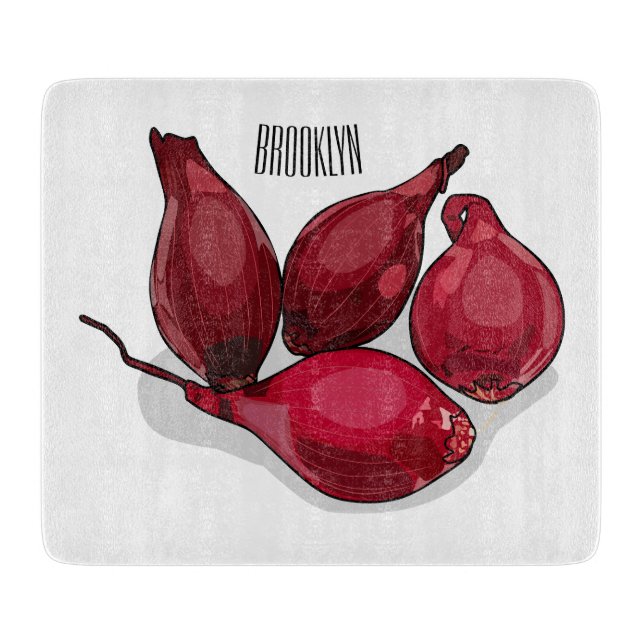 Shallot cartoon illustration cutting board (Front)